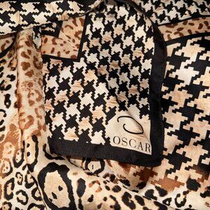 OSCAR DE LA RENTA MIXED ANIMAL PRINT SILK SCARF 35.4" X 34.4" (90 CM X 90 CM)